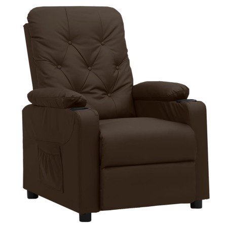 Sillón reclinable de cuero sintético marrón