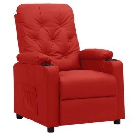 Sillón reclinable de cuero sintético rojo tinto