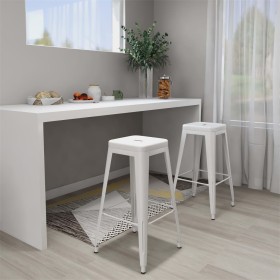 Stapelbare Barhocker 2 Einheiten aus weißem Metall von vidaXL, Küchenhocker - Ref: Foro24-248148, Preis: 189,11 €, Rabatt: %