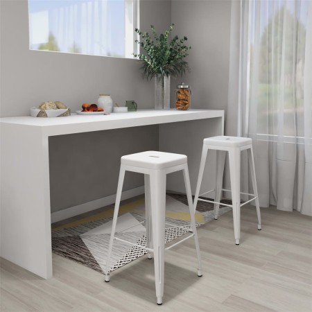Stackable bar stools 2 units in white metal by vidaXL, Kitchen stools - Ref: Foro24-248148, Price: 189,11 €, Discount: %