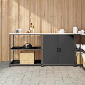 Juego de Almacenamiento de Cocina 2 pcs Negro 180 x 50 x 92 cm