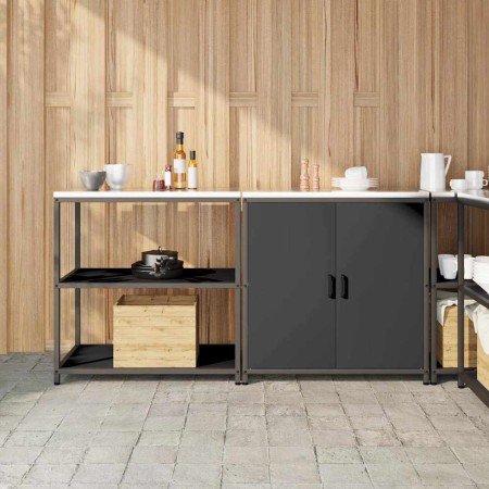 Juego de Almacenamiento de Cocina 2 pcs Negro 180 x 50 x 92 cm