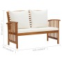 Banco de jardín con cojines 119 cm madera maciza de acacia by vidaXL, garden benches - Ref: Foro24-310260, Price: 169,92 €, D...