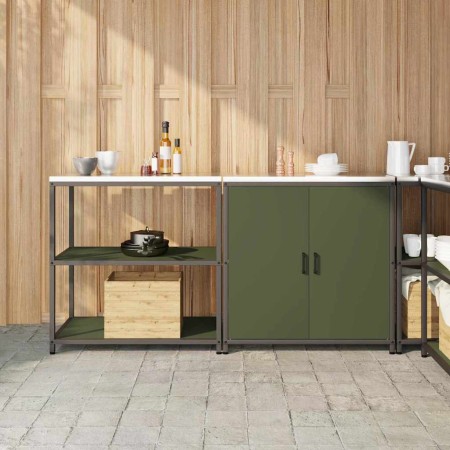 Juego de Almacenamiento de Cocina con estante 2 pcs Verde Oliva