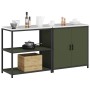 Juego de Almacenamiento de Cocina con estante 2 pcs Verde Oliva