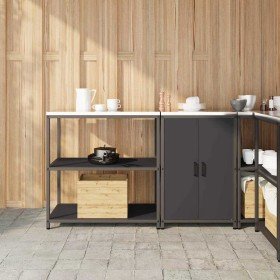 Juego de Almacenamiento de Cocina 2 pcs Negro 150 x 50 x 92 cm