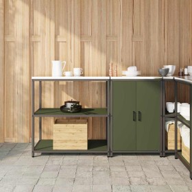 Juego de Almacenamiento de Cocina con estante 2 pcs Verde Oliva