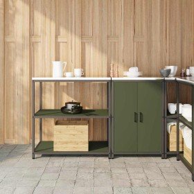 Juego de Almacenamiento de Cocina con estante 2 pcs Verde Oliva