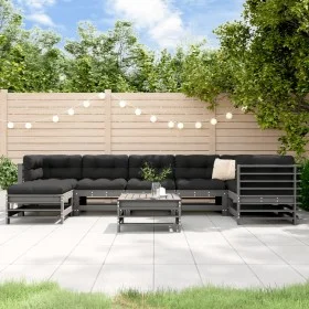 Garden furniture set 8 pieces and gray solid wood cushions by vidaXL, Garden sets - Ref: Foro24-3185880, Price: 873,92 €, Dis...
