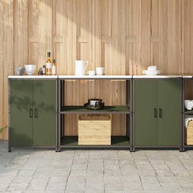 Juego de Almacenamiento de Cocina con estante 3 pcs Verde Oliva