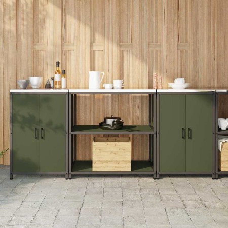 Juego de Almacenamiento de Cocina con estante 3 pcs Verde Oliva