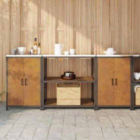 Juego de Almacenamiento de Cocina con estante 3 pcs Oxidado