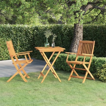 Comedor de jardín plegable 3 piezas madera maciza de acacia
