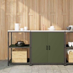 Juego de Almacenamiento de Cocina con estante 2 pcs Verde Oliva