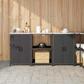 Juego de Almacenamiento de Cocina 3 pcs Negro 180 x 50 x 92 cm
