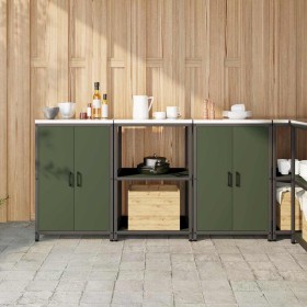 Juego de Almacenamiento de Cocina con estante 3 pcs Verde Oliva