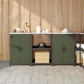 Juego de Almacenamiento de Cocina con estante 3 pcs Verde Oliva