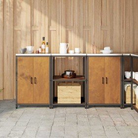 Juego de Almacenamiento de Cocina con estante 3 pcs Oxidado