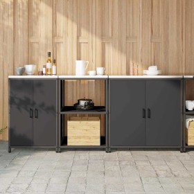 Juego de Almacenamiento de Cocina 3 pcs Negro 210 x 50 x 92 cm