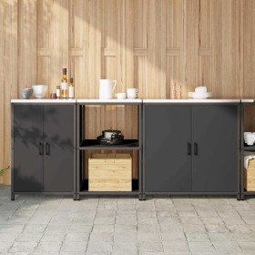 Juego de Almacenamiento de Cocina 3 pcs Negro 210 x 50 x 92 cm