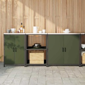 Juego de Almacenamiento de Cocina con estante 3 pcs Verde Oliva