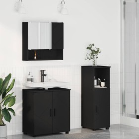 Juego de muebles de baño con puerta 3 pcs Negro 61 x 35 x 64 cm