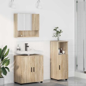 Juego de muebles de baño 3 pcs Roble Sonoma 61 x 35 x 64 cm