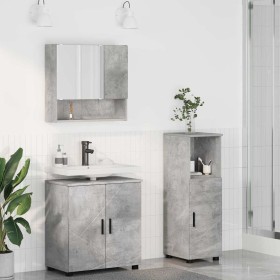 Juego de muebles de baño 3 pcs Gris hormigón 61 x 35 x 64 cm