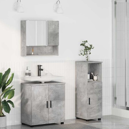 Juego de muebles de baño 3 pcs Gris hormigón 61 x 35 x 64 cm