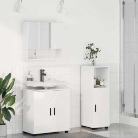 Juego de muebles de baño 3 pcs Blanco brillante 61 x 35 x 64 cm