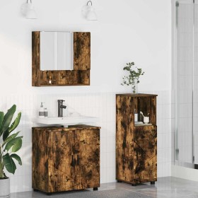 Juego de muebles de baño 3 pcs Roble ahumado 61 x 35 x 64 cm