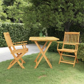 Comedor de jardín plegable 3 piezas madera maciza de acacia