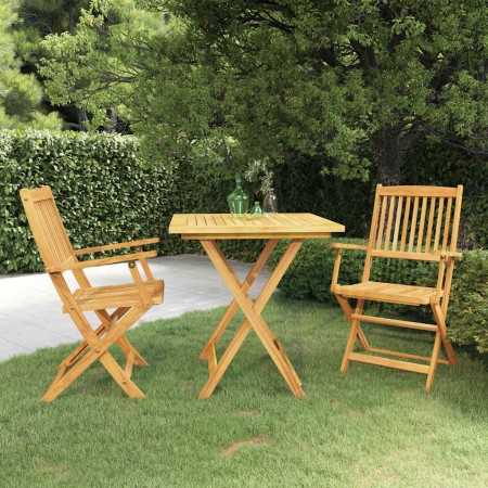 Comedor de jardín plegable 3 piezas madera maciza de acacia