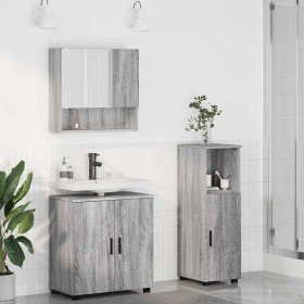 Juego de muebles de baño 3 pcs Gris sonoma 61 x 35 x 64 cm