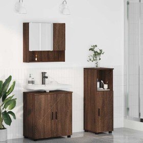Juego de muebles de baño 3 pcs Marrón roble 61 x 35 x 64 cm