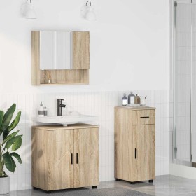 Juego de muebles de baño 3 pcs Roble Sonoma 61 x 35 x 64 cm