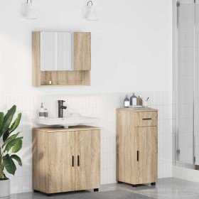 Juego de muebles de baño 3 pcs Roble Sonoma 61 x 35 x 64 cm