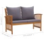 Banco de jardín con cojines 119 cm madera maciza de acacia by vidaXL, garden benches - Ref: Foro24-310261, Price: 172,82 €, D...