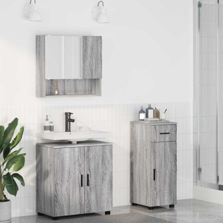 Juego de muebles de baño 3 pcs Gris sonoma 61 x 35 x 64 cm