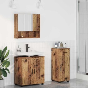 Juego de muebles de baño 3 pcs Madera vieja 61 x 35 x 64 cm
