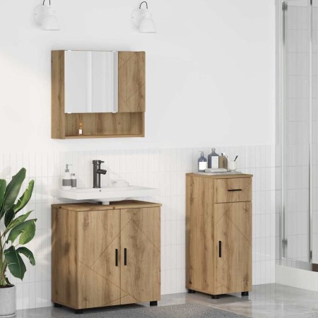 Juego de muebles de baño 3 pcs Roble artisan 61 x 35 x 64 cm