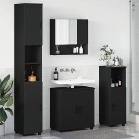 Juego de muebles de baño con puerta 4 pcs Negro 61 x 35 x 64 cm