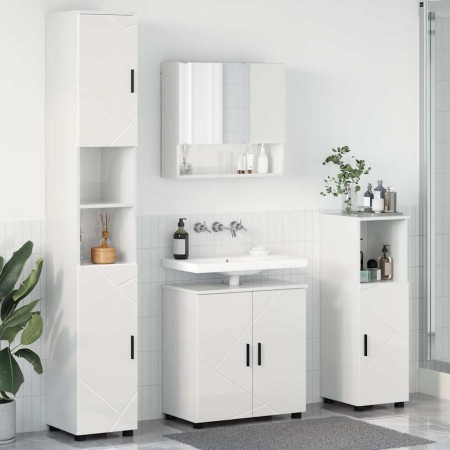 Juego de muebles de baño 4 pcs Blanco brillante 61 x 35 x 64 cm