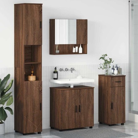 Juego de muebles de baño 4 pcs Marrón roble 61 x 35 x 64 cm