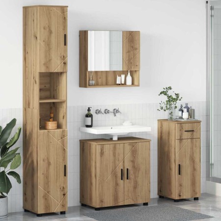 Juego de muebles de baño 4 pcs Roble artisan 61 x 35 x 64 cm