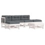 6-teiliges Gartenmöbel-Set und Kissen Massivholz weiß von vidaXL, Gartensets - Ref: Foro24-3185893, Preis: 470,47 €, Rabatt: %