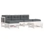 Juego de muebles jardín 6 piezas y cojines madera maciza blanco de vidaXL, Conjuntos de jardín - Ref: Foro24-3185893, Precio:...