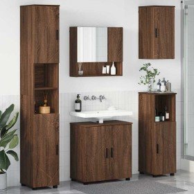 Juego de muebles de baño 5 pcs Marrón roble 61 x 35 x 64 cm