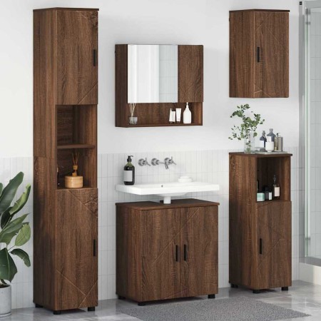 Juego de muebles de baño 5 pcs Marrón roble 61 x 35 x 64 cm