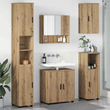 Juego de muebles de baño 5 pcs Roble artisan 61 x 35 x 64 cm